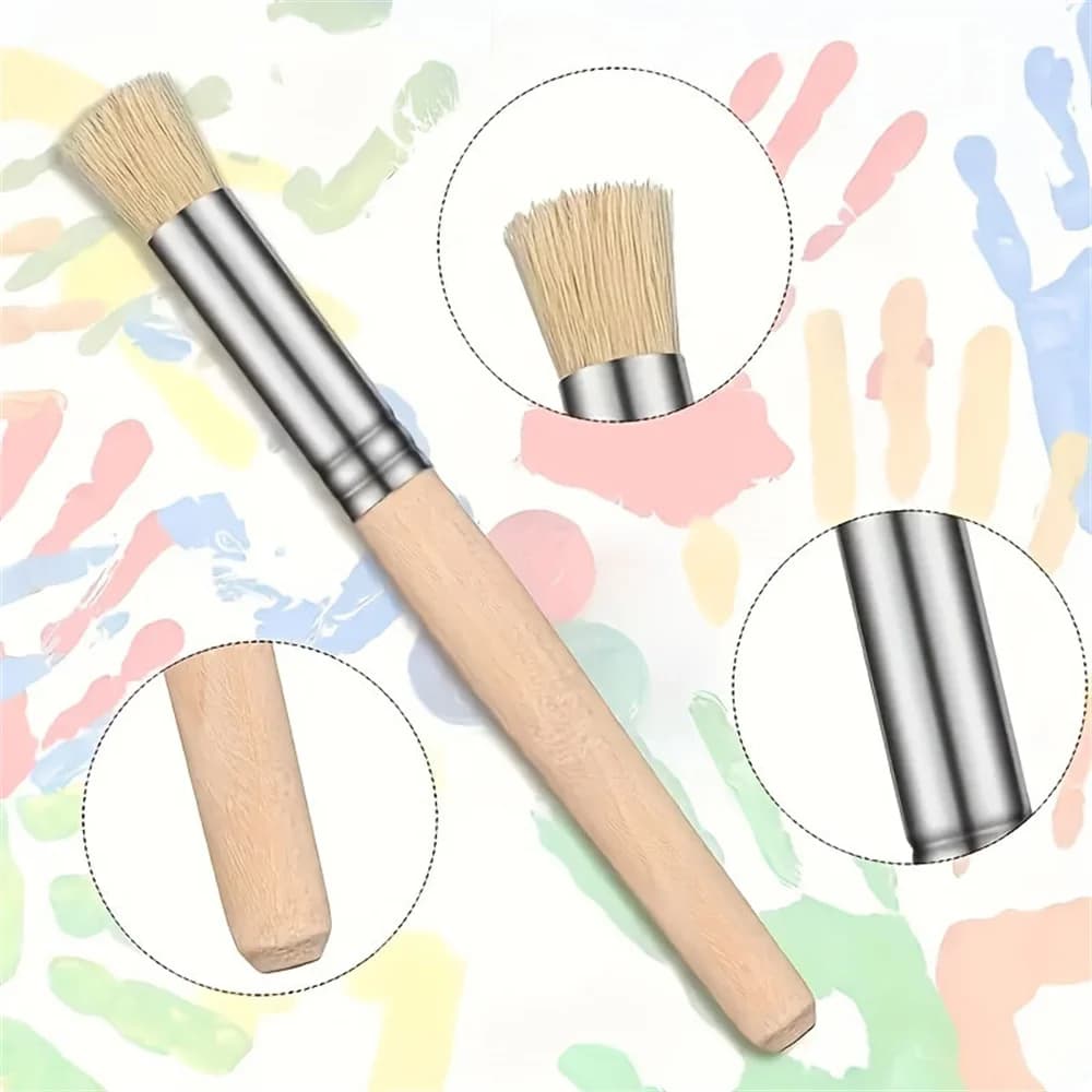 Stencil Paint Brushes Set with Wooden Handles