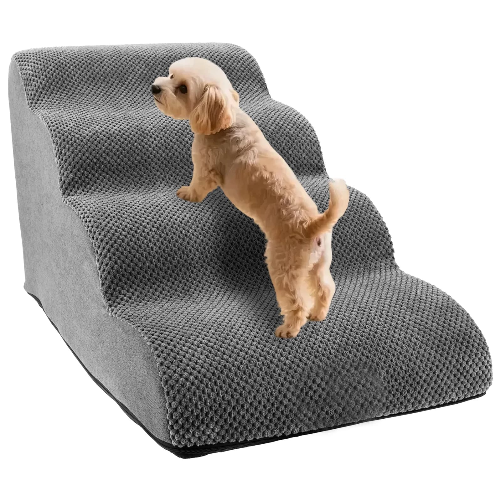 Curved Pet Stairs with Nonslip Steps