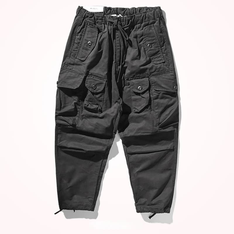 Men's Khaki Loose Straight Pants with Drawstring