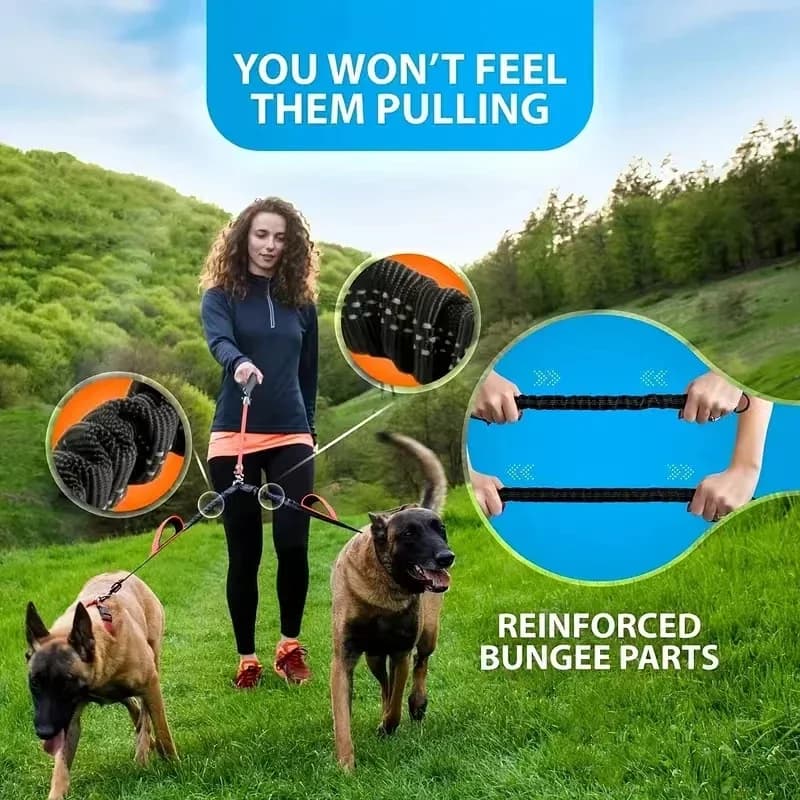 Dual Dog Leash Coupler with Padded Handles