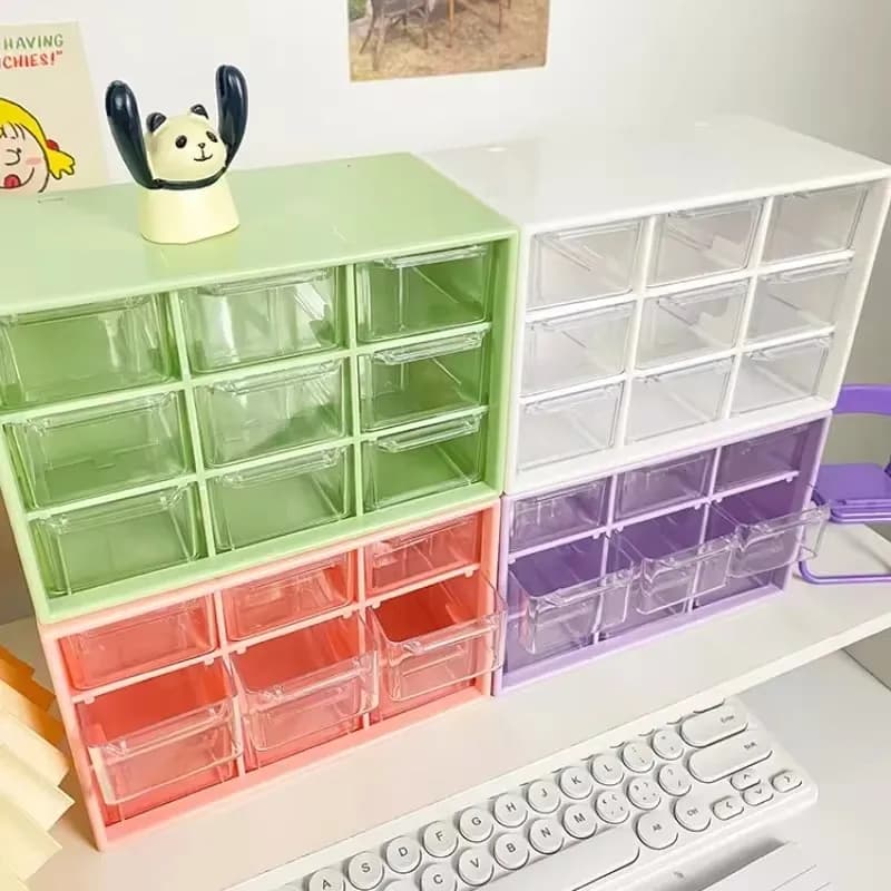 Clear Acrylic Nine-Compartment Desk Organizer