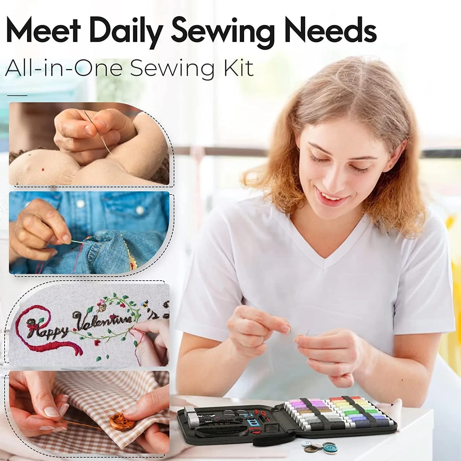 Sewing Kits DIY Multi-function Sewing Box Set for Hand Quilting Stitching Embroidery Thread Sewing Accessories Sewing Kits