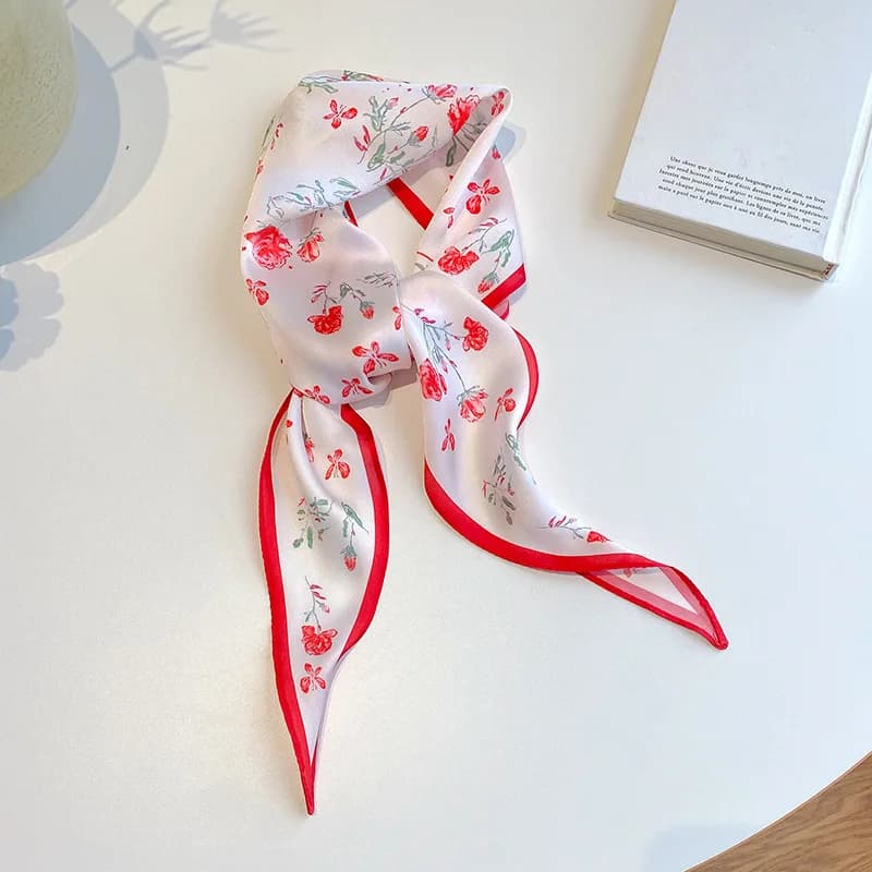 Watercolor Floral Satin Hair Scarf
