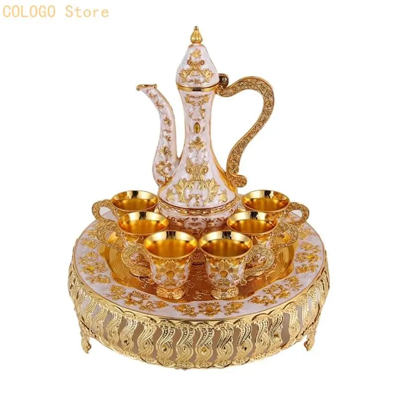 European Metal Barware Set with Decanter and Tray