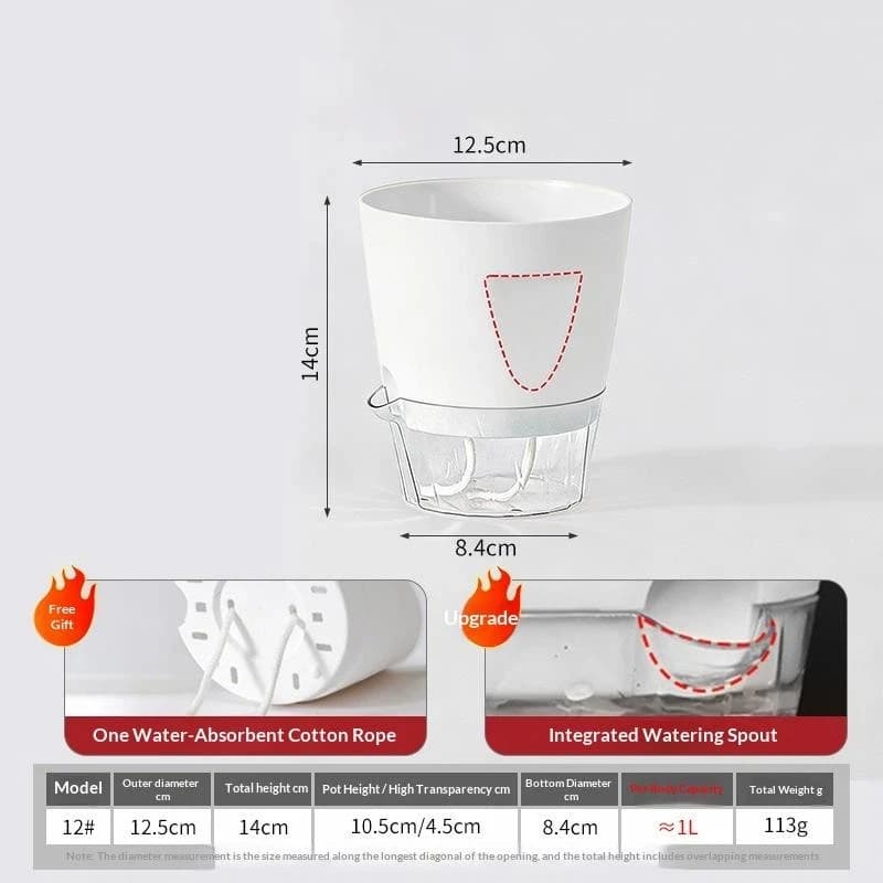 Self-Watering Plant Pot with Water Level Indicator