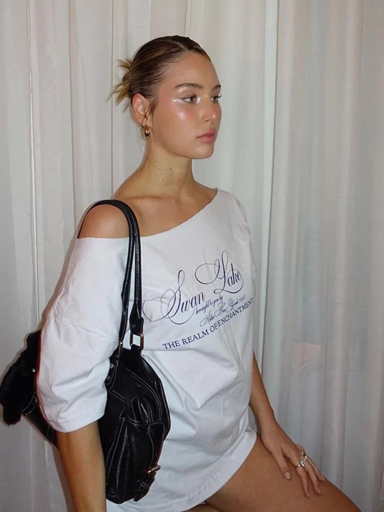 Casual Relaxed Letter Graphic T-Shirt Women