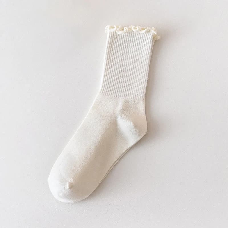Women's Cotton Ruffle Mid-Calf Socks