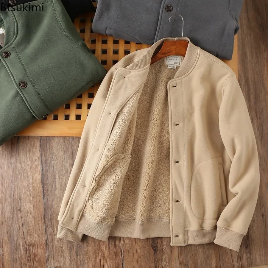 Men's Double-Sided Polar Fleece Baseball Jacket