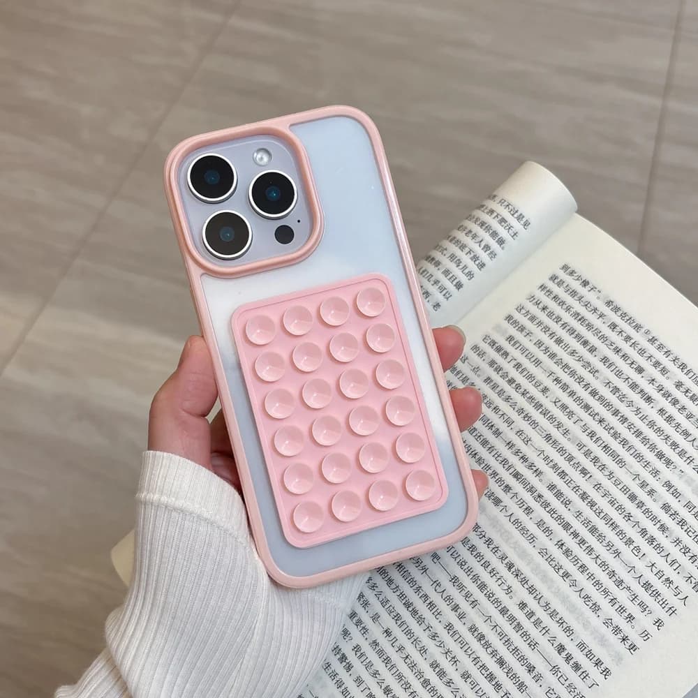 3D Suction Cup Airbag Phone Case For iPhone 17 16 15 14 13 12 11 Pro Max XR X XS 7 8 Plus Clear Candy Shockproof Bumper Cover