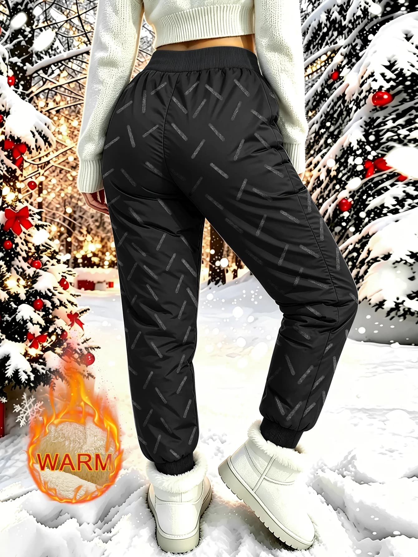 Women's Lamb Fleece Lined Winter Snow Pants