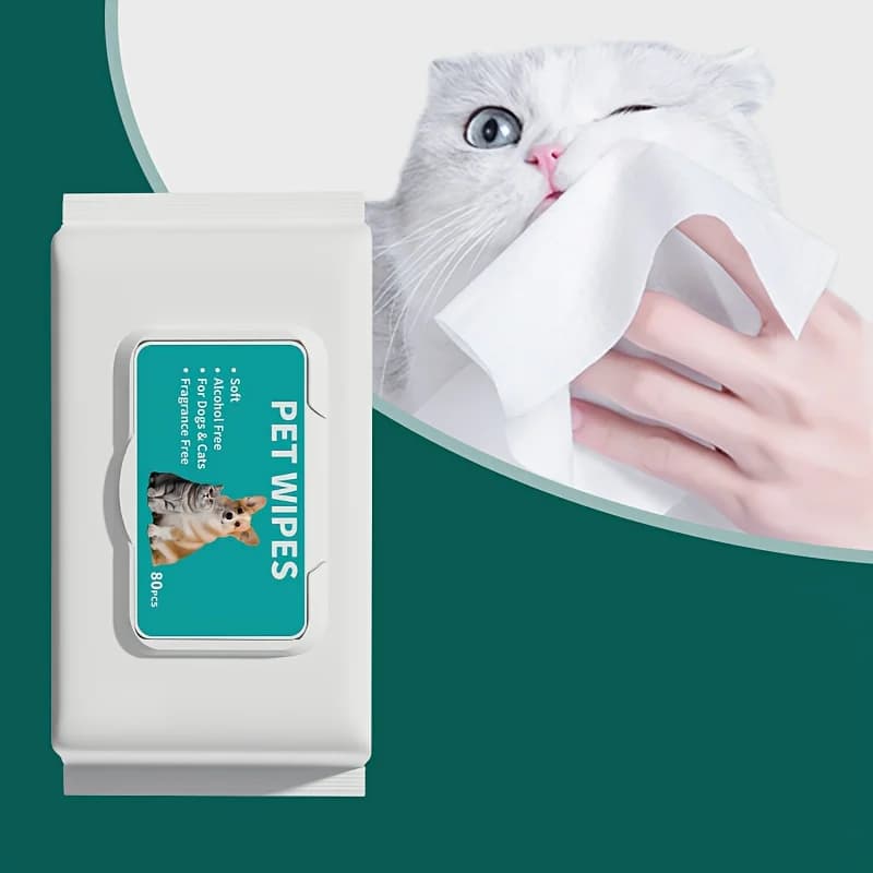 Pet Wipes for Dogs Cats, 80pcs*2 Packs, Thick Pearl Embossed Cleaning Wipes, Unscented No Alcohol, for Paws Eyes Butt