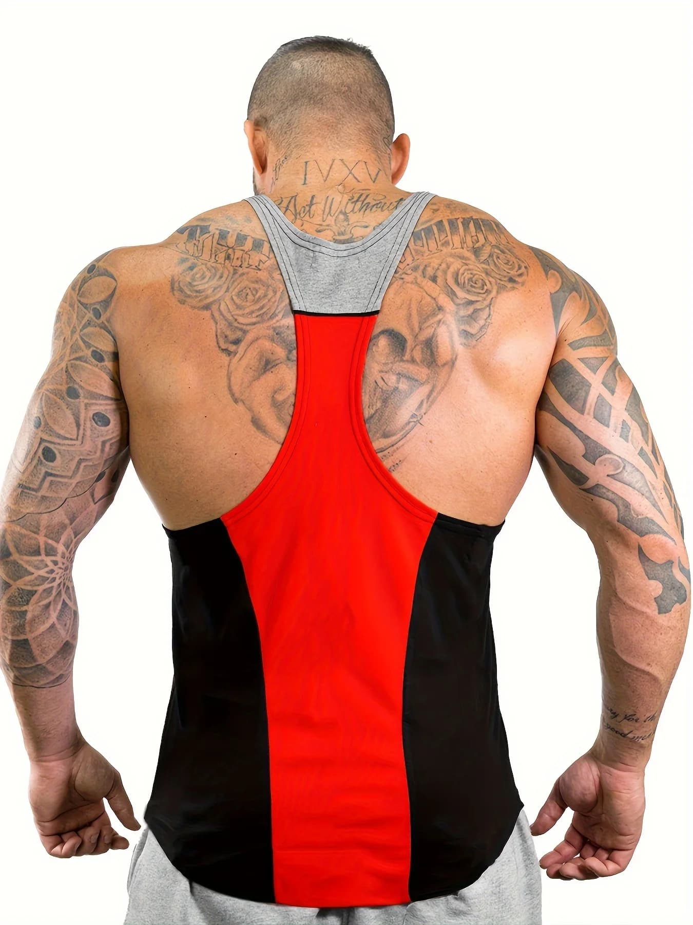 Sports vest, men's fitness quick drying vest, muscle iron, American style stretch splicing, running narrow shoulder racerback ve