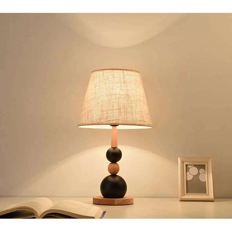 Solid Wood Ball Bedside Table Lamp