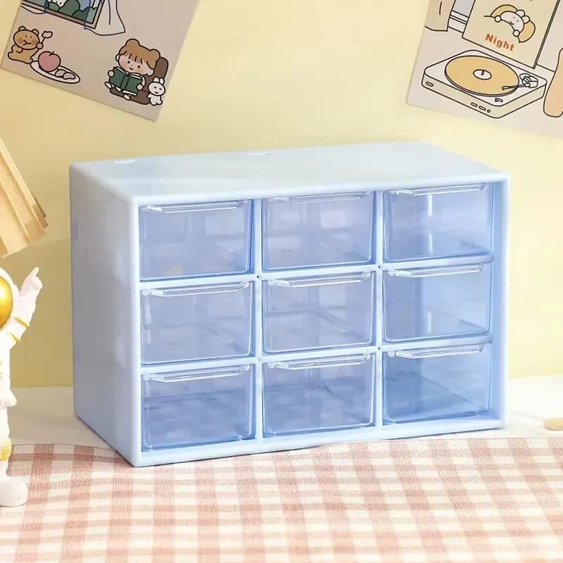 Clear Acrylic Nine-Compartment Desk Organizer