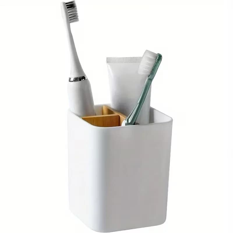 Three-Compartment Toothbrush and Toothpaste Organizer