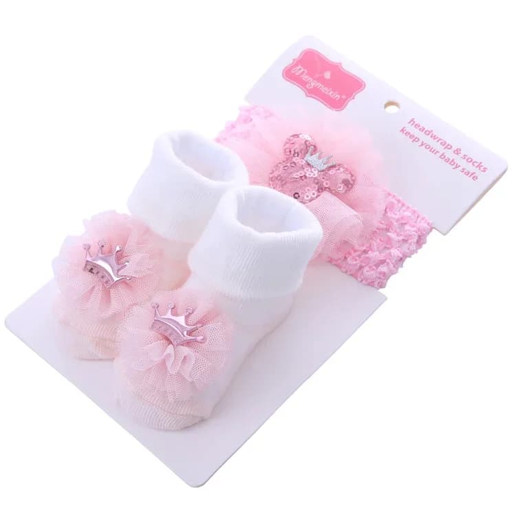 Baby Girl Socks and Bow Headband Set