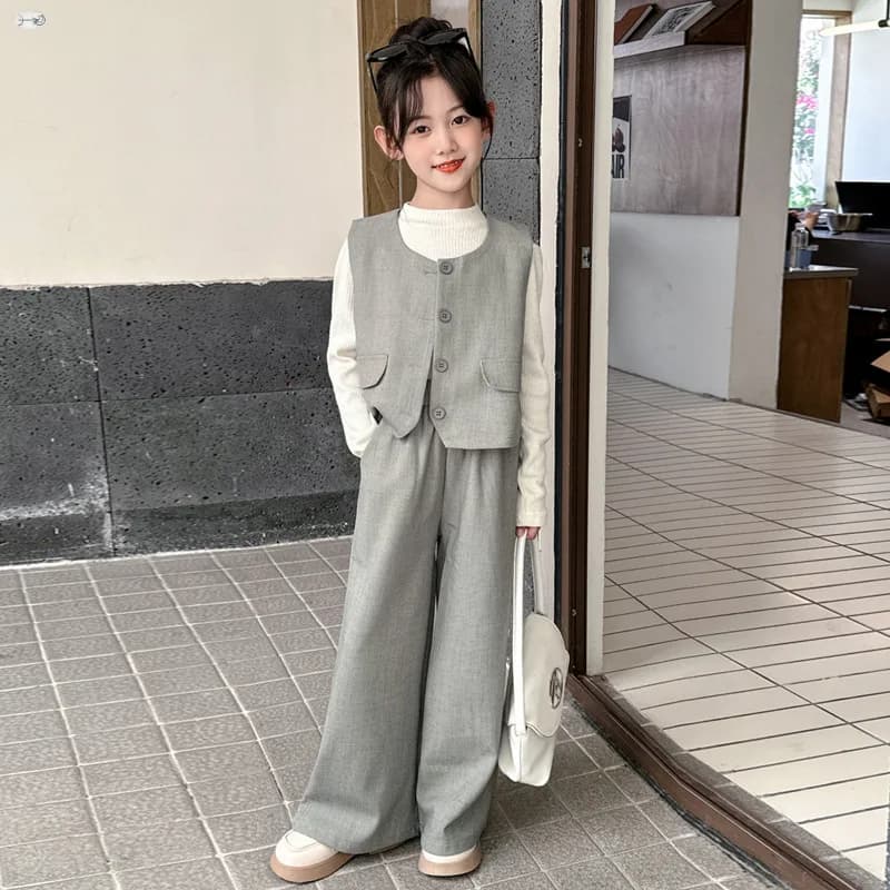 Girls Long Sleeve Spring Autumn 3-Piece Outfit Set