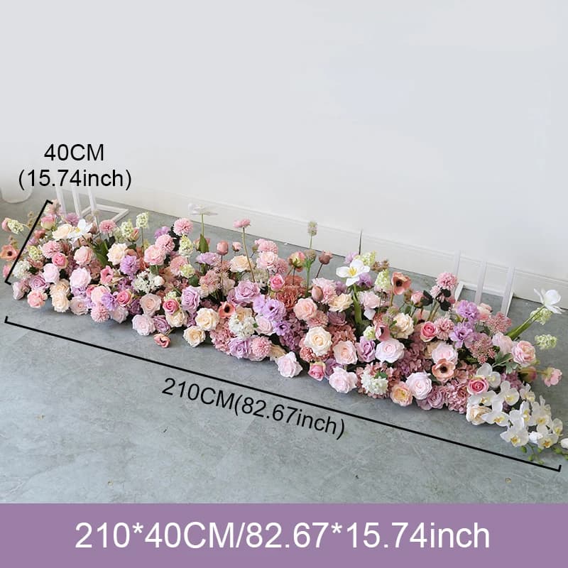 Wedding Decor Table Runner Purple Rose Dahlia Flower Row Strips Suspended Ceiling Floral Arrangement Event Window Display Props