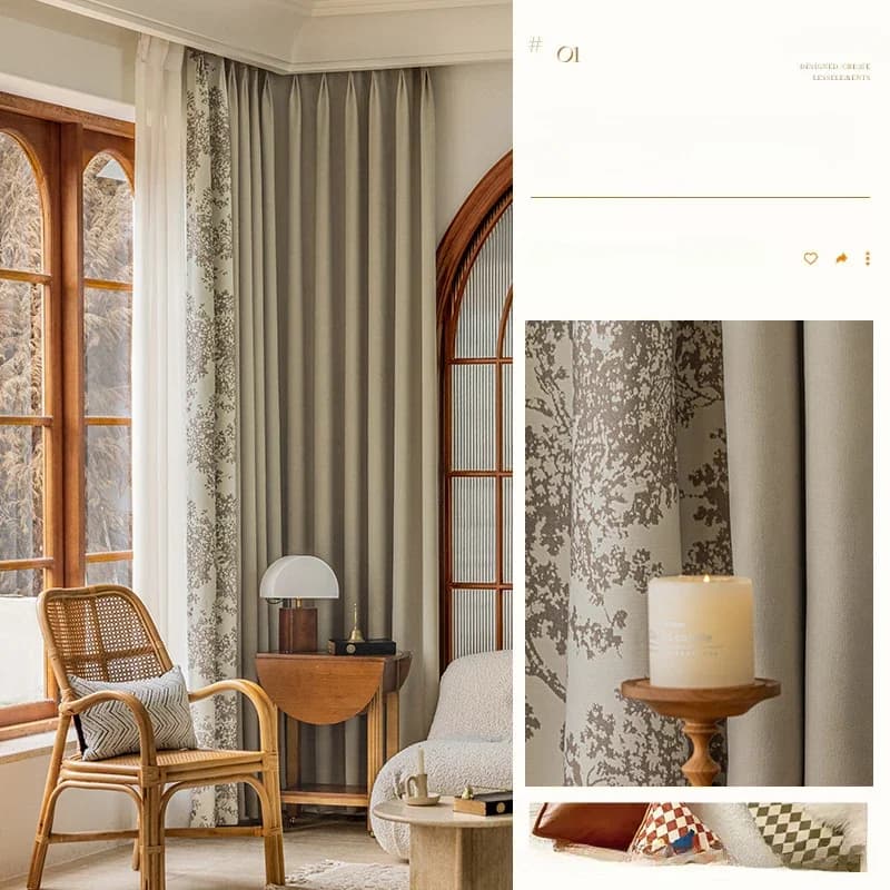 Modern Blackout Curtains Cream Chenille