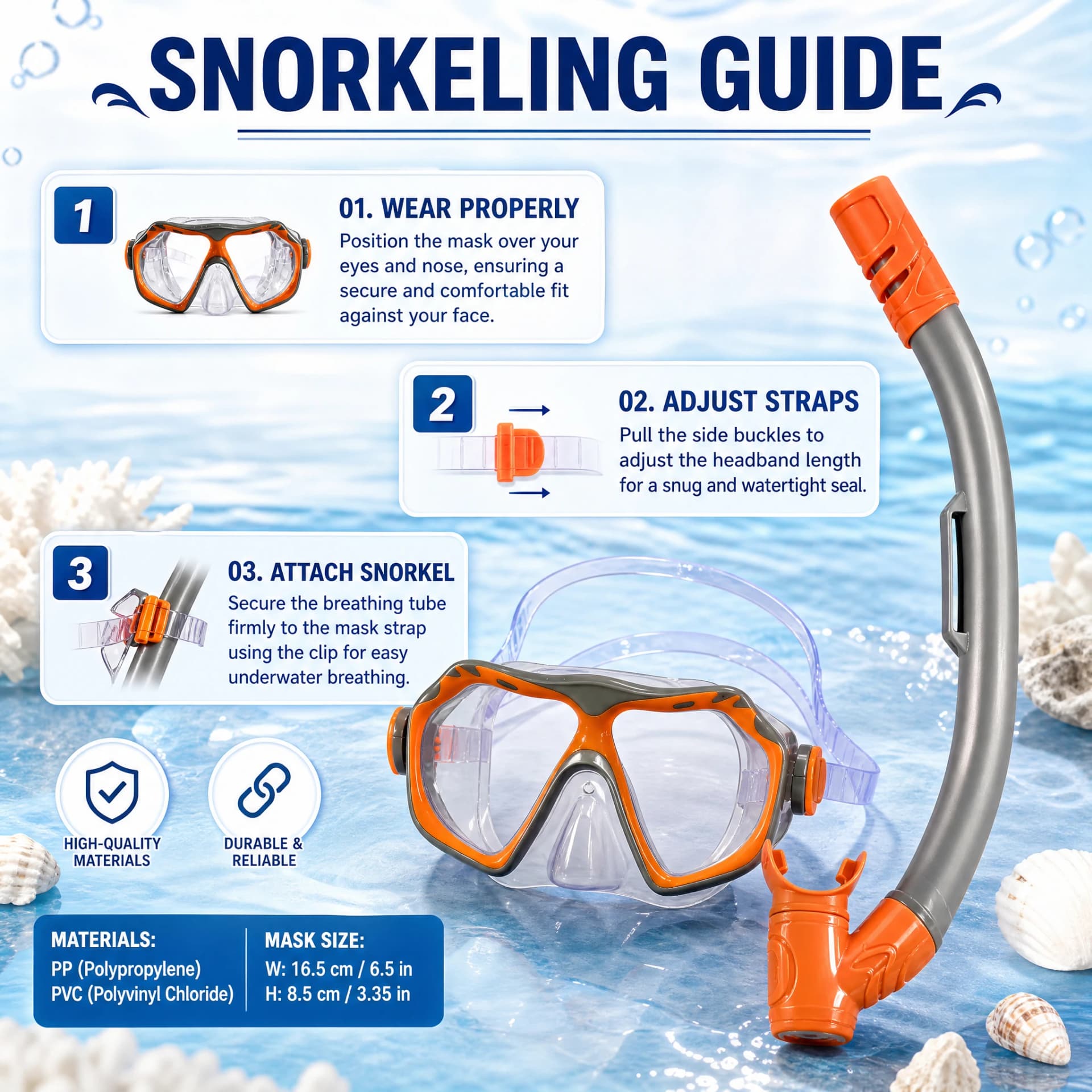Dry Snorkel Set with Wide View Mask
