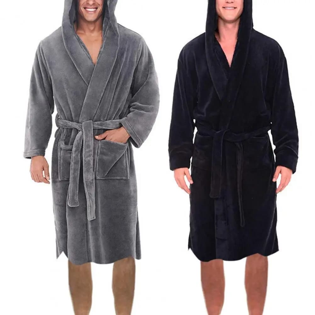 Men's Hooded Fleece Bathrobe