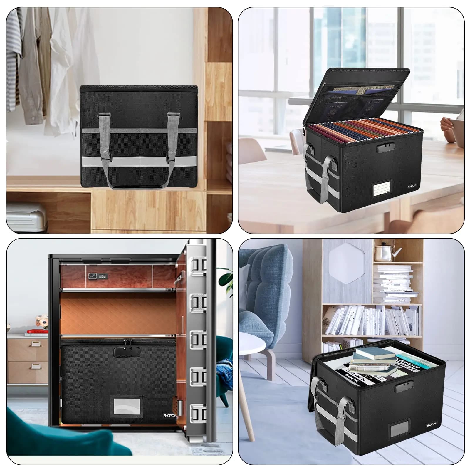 Fireproof File Box with Lock and Handle