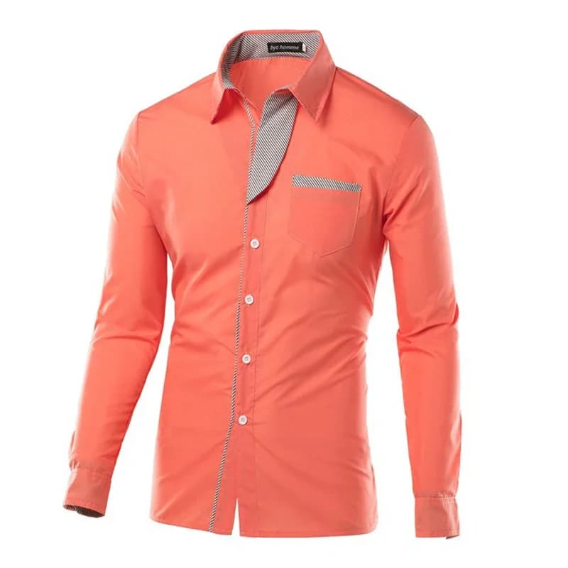 Men's Slim-Fit Long Sleeve Business Shirt