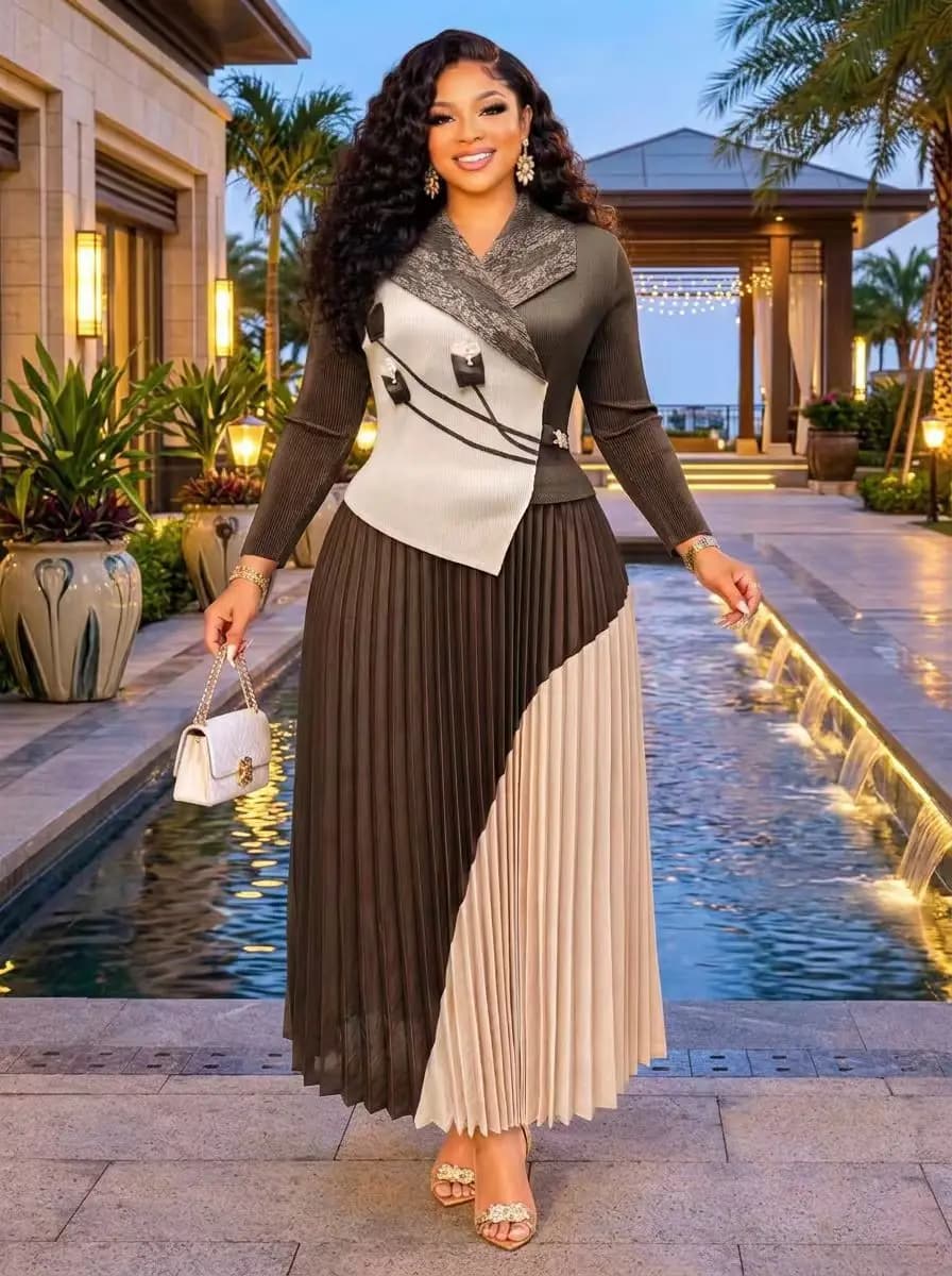 African Pleated Maxi Dress