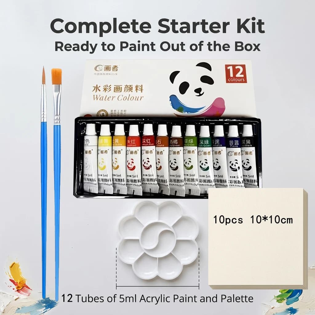 Watercolor Paint Set With Palette and Paper