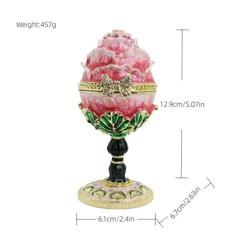 SHINNYGIFTS Valentine's Day gift enameled roses egg decorative box creative trinket storage box ornaments