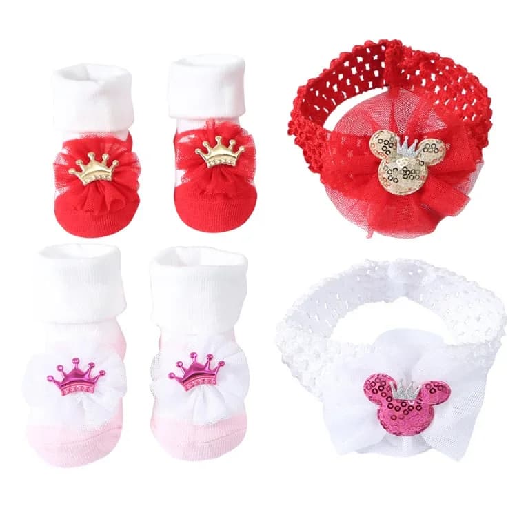 Baby Girl Socks and Bow Headband Set