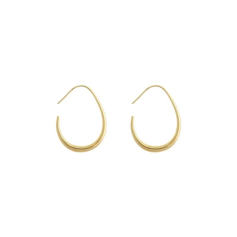 Sterling Silver Golden Ellipse Wedding Hoop Earrings
