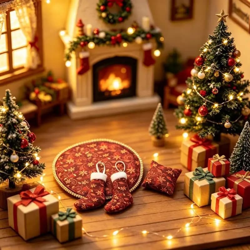 Miniature Christmas Stocking Set for Dollhouses