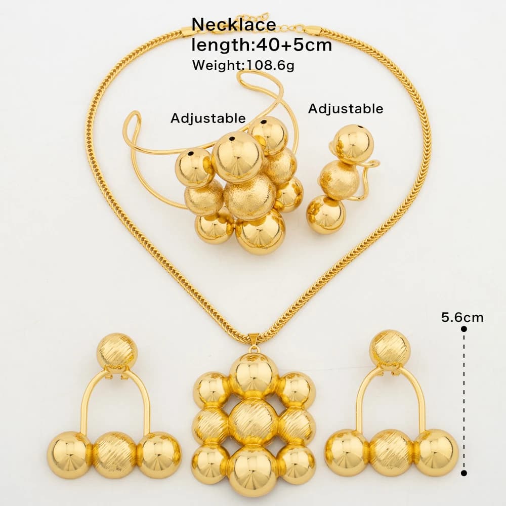 Jewelry Set for Women Luxury Pendant Necklace and Dangle Earrings Weddings Bridal Bangle Ring Set Gifts