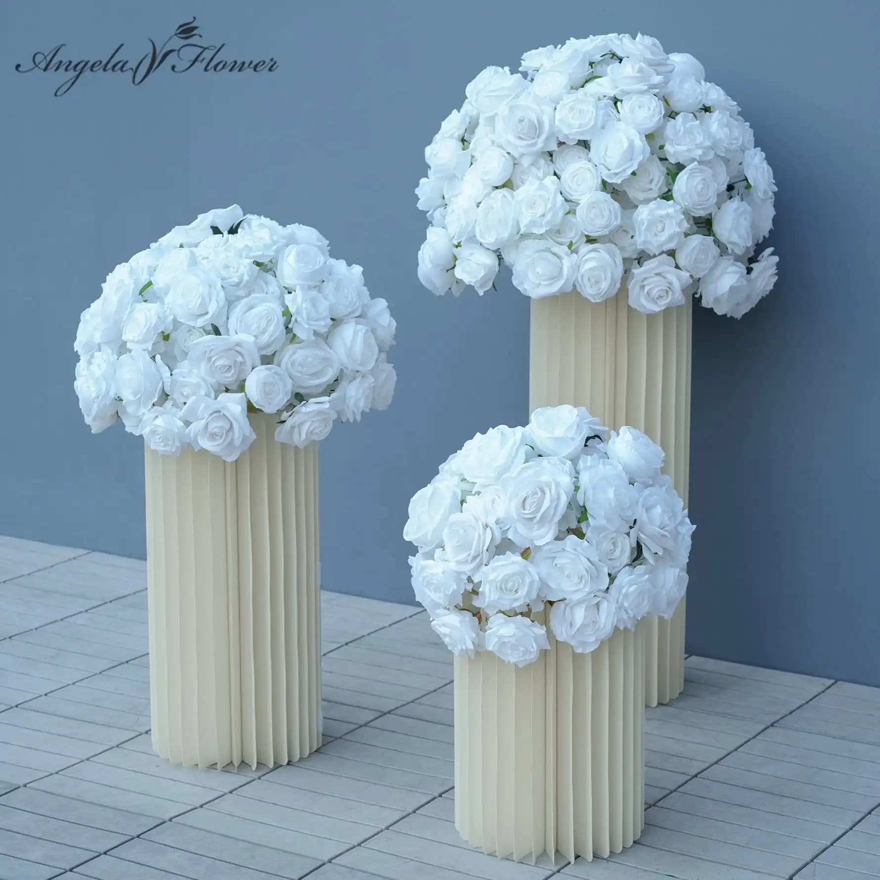 Pure White Silk Rose Flower Row Runner