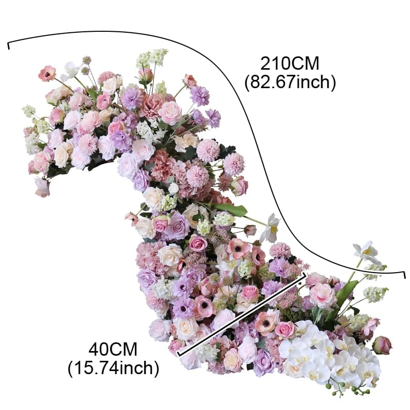 Wedding Decor Table Runner Purple Rose Dahlia Flower Row Strips Suspended Ceiling Floral Arrangement Event Window Display Props