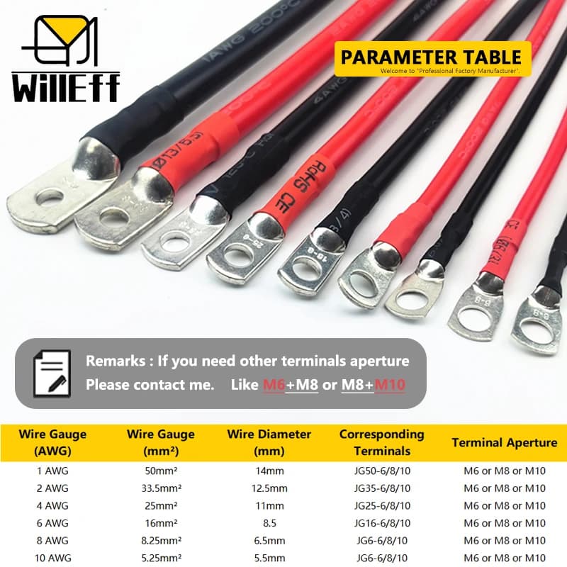 Battery Jumper Cable with Lug Terminals