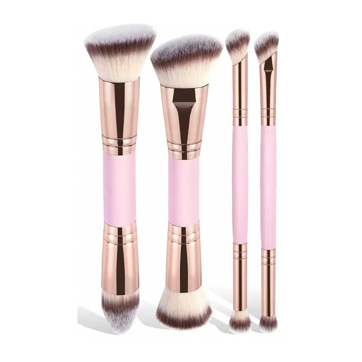 4pcs Basic Makeup Brushes Set With Box Dual-ended Foundations Powder Blush Details for Eyeshadow Brushes Beginner Travel
