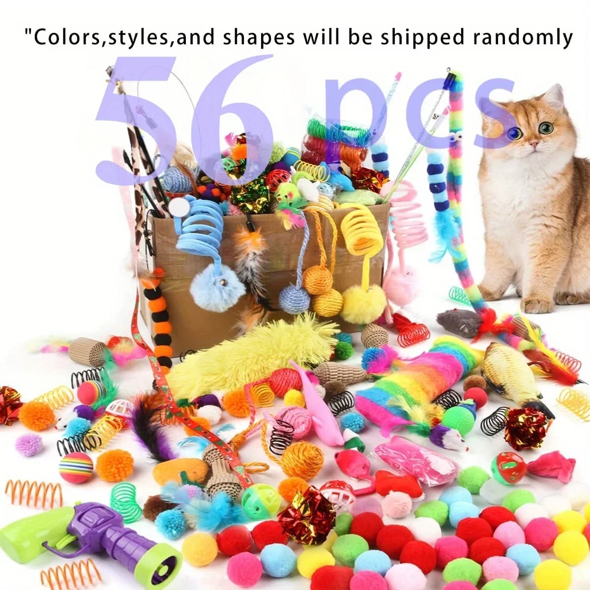 Cat Toys Mixed Pack - 56 Pieces