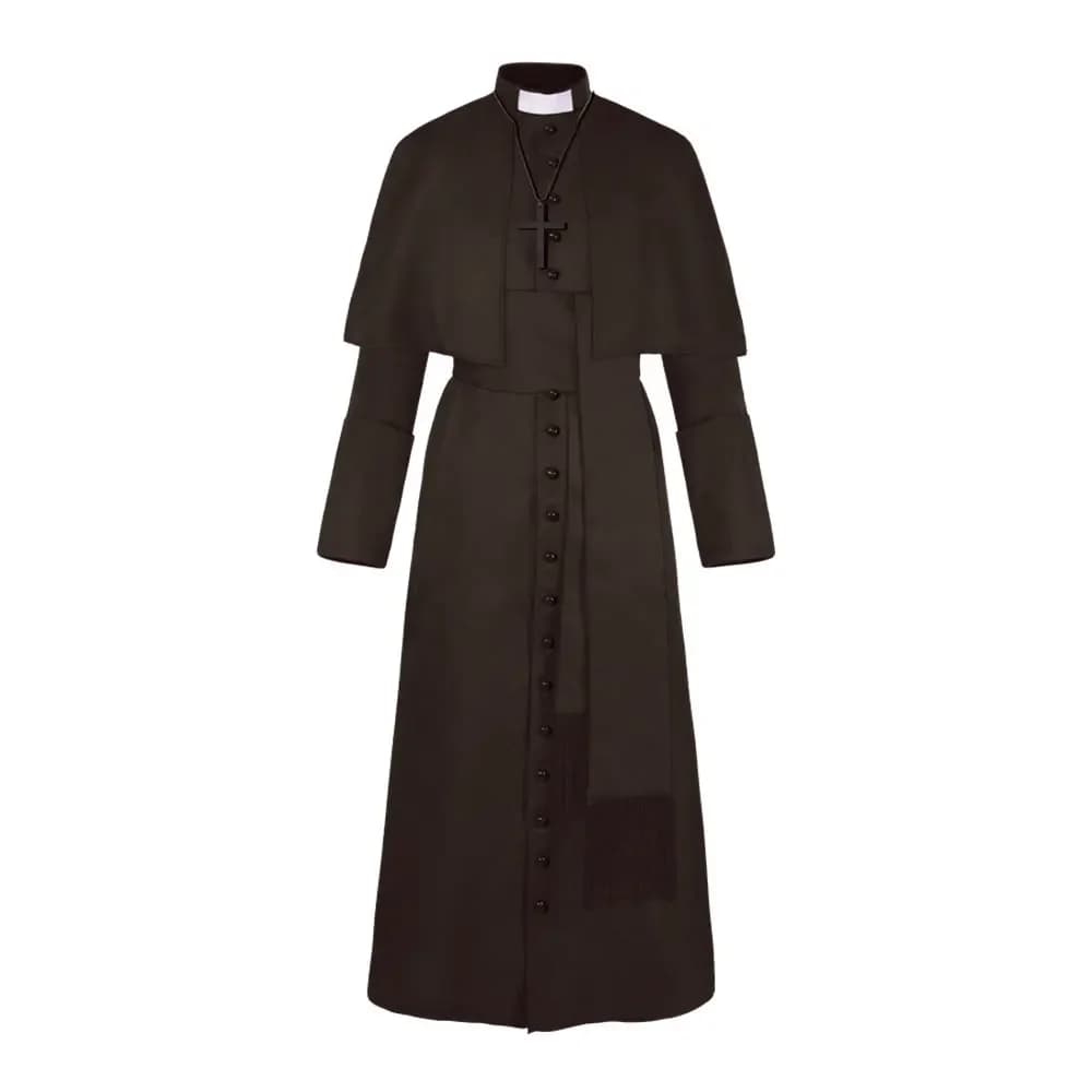 Halloween Costume Men Women Medieval Outfit Hooded Monk Costume Renaissance Priest Uniforms Robe Cosplay Witch Wizard Cloak Cape