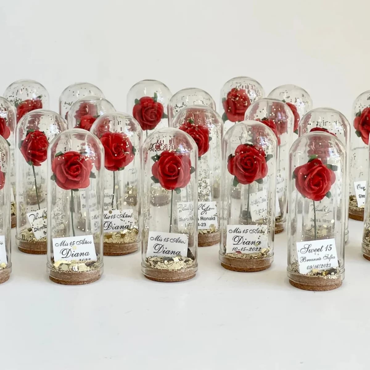Personalized Glass Dome Rose Favors