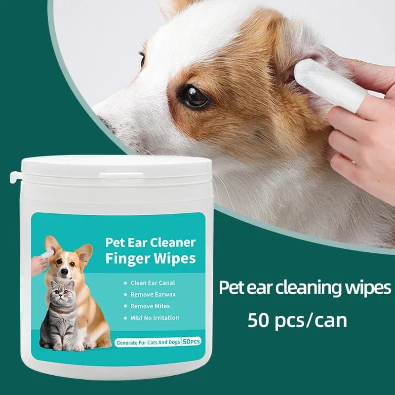 Pet Ear Cleaning Wipes with Finger Covers
