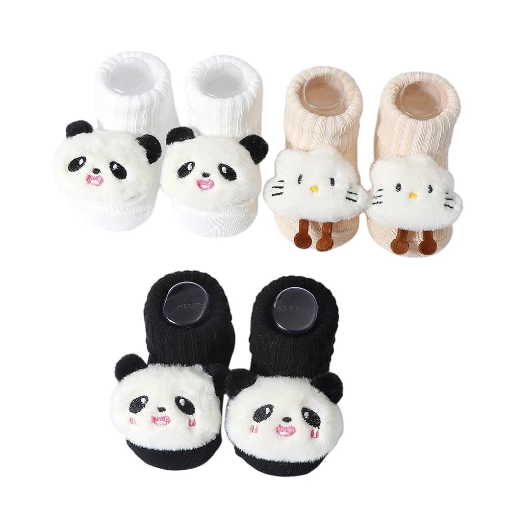 Newborn Cotton Baby Socks With Animal Prints 3-Pack