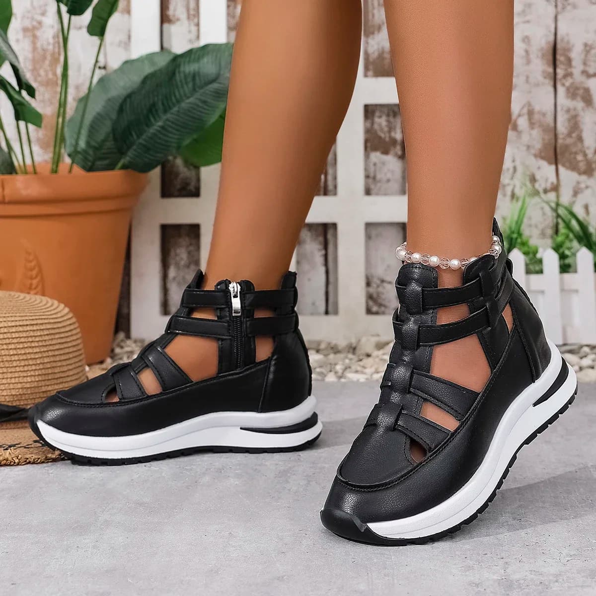 Women's Closed Toe Wedge Sandals with Buckle Strap