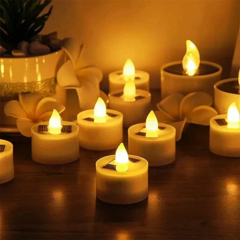 LED Solar Candle Light Outdoor Waterproof Flameless Solar Electronic Candles Night Lights For Birthday Wedding Party Decoration