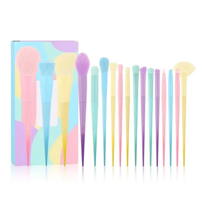 17-Piece Colorful Eyeshadow and Foundation Brush Set