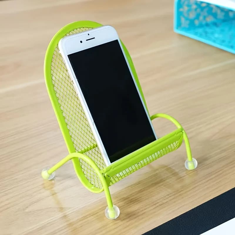 Stainless Steel Phone Stand with Heavy-Duty Base -Ergonomic Design for Bed & Desk, Secure Grip for Smartphones, Tablets, Cameras