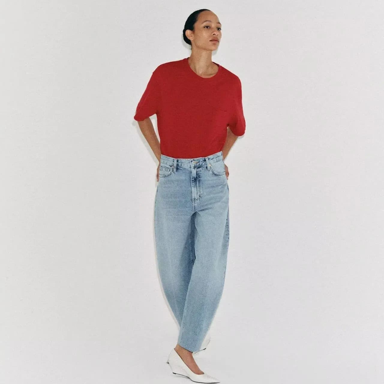 High Waist Tapered Denim Jeans