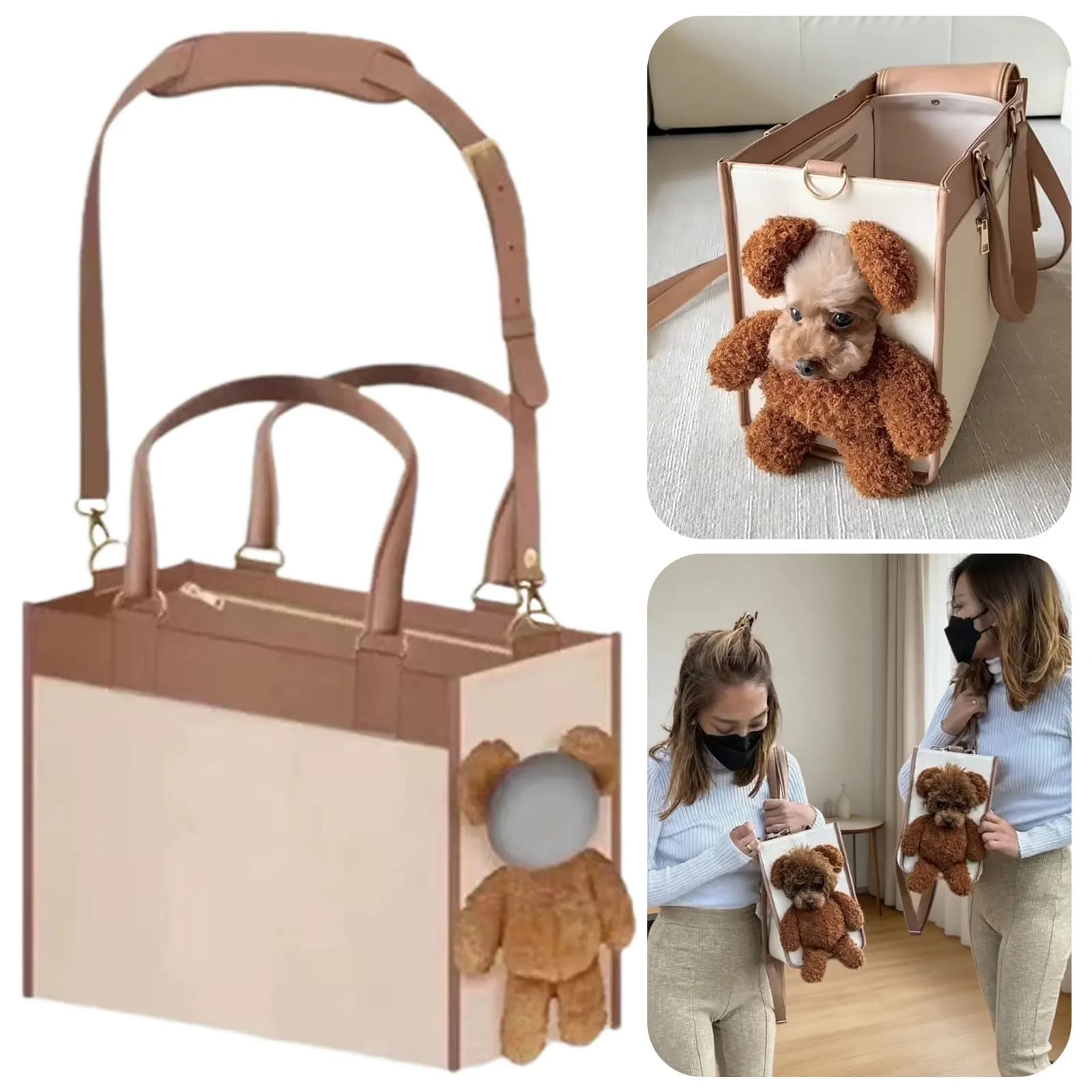 Portable Pet Carrier Tote Bag Large-capacity Cute Design Bear Dog Carrier Bag Pet Travel Comfortable Carry For Small Medium Cats