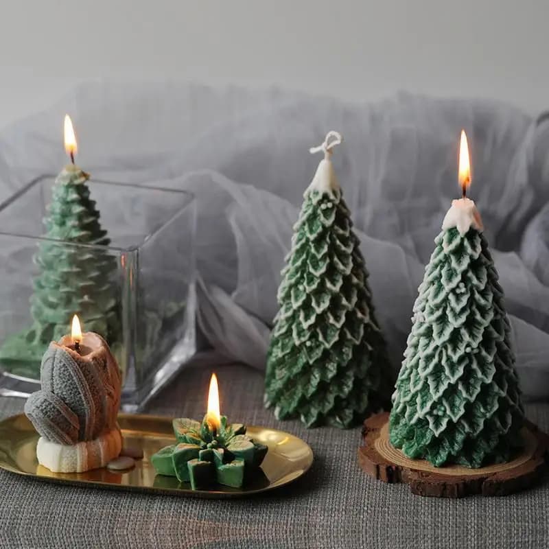 Hand-Carved Cedar Christmas Tree Candle
